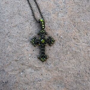 Cookie Lee  Green Cross Necklace